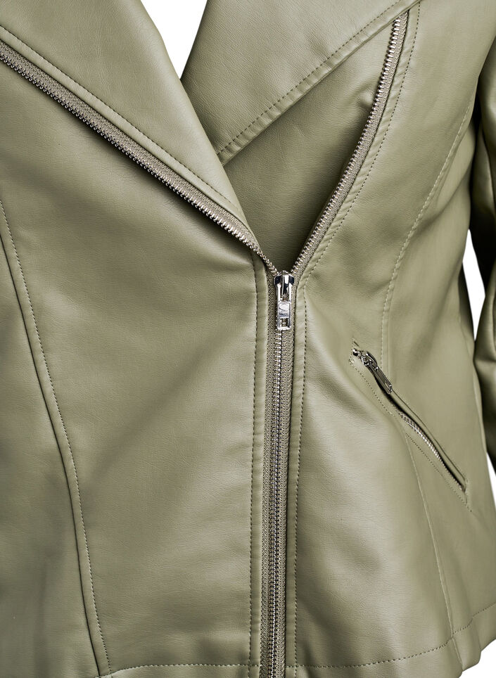 Biker jacket in faux leather, Green, Packshot image number 2