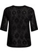 Blouse with an openwork pattern and short sleeves, Black, Packshot image number 1