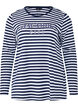Striped blouse with motif, White w.Navy Stripe, Packshot image number 0