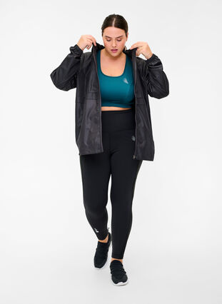 Sports jacket with zip and hood, Black, Model image number 2