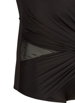 Swimsuit with mesh and draping, Black, Packshot image number 3
