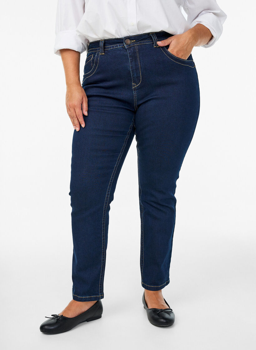 Slim fit Vilma jeans with a high waist, Blue, Model image number 3