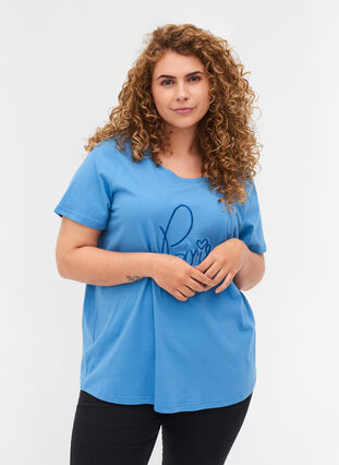 Short-sleeved t-shirt with print, Blue Jasper, Model image number 0
