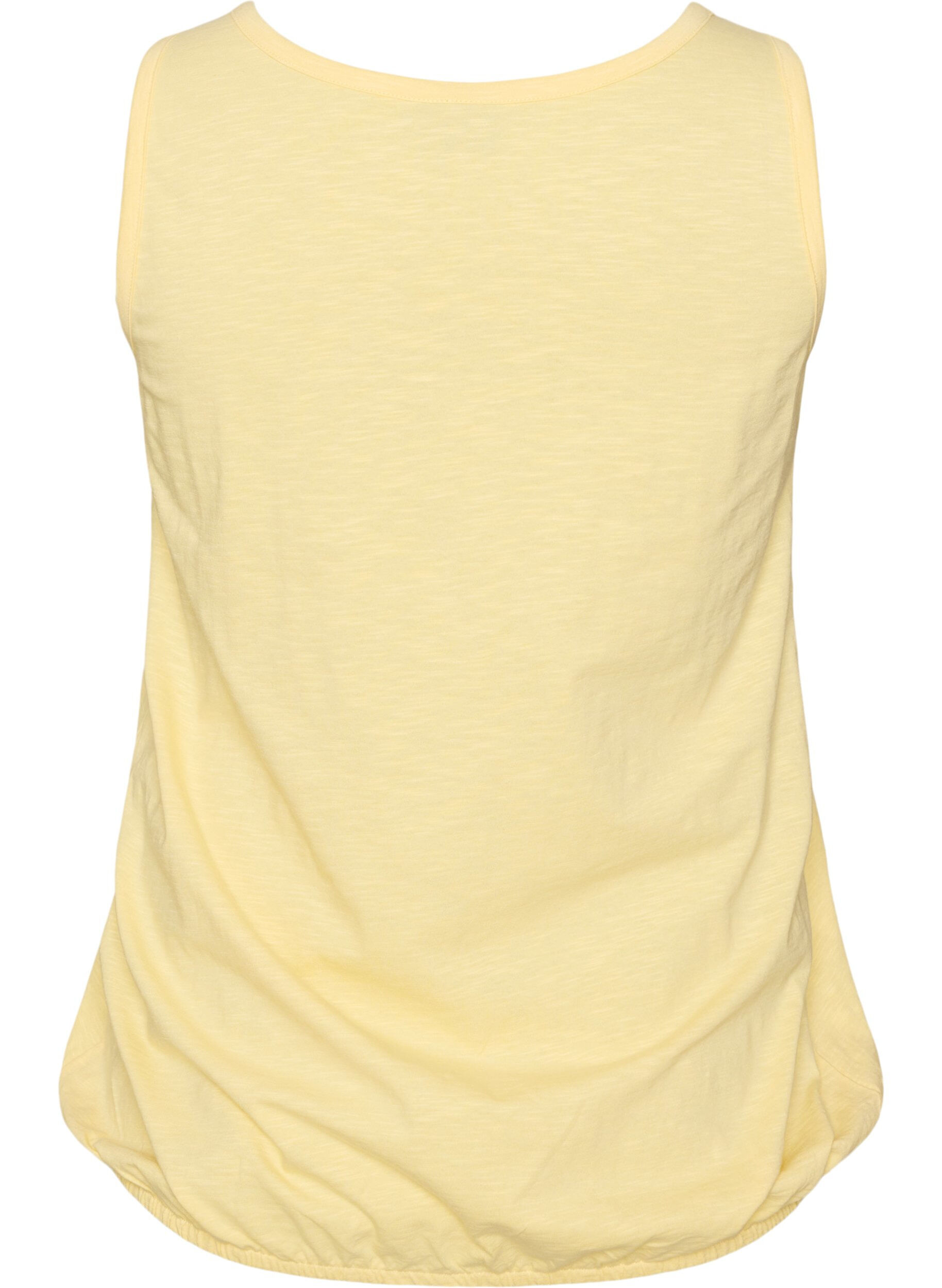 Zizzifashion Tank top in organic cotton with V-neck and buttons, Yellow, Packshot image number 1
