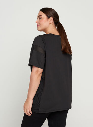 Short-sleeved exercise t-shirt, Black, Model image number 1