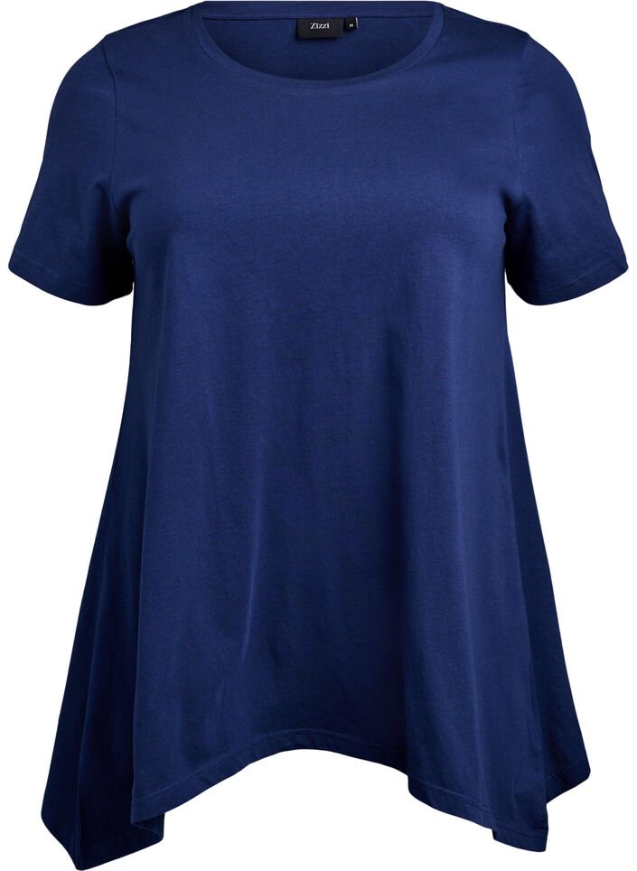 T-shirt with a round neck and A-line shape, Blue, Packshot image number 0