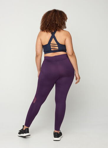 Cropped sports tights with mesh, Blackberry Cordial, Model image number 0