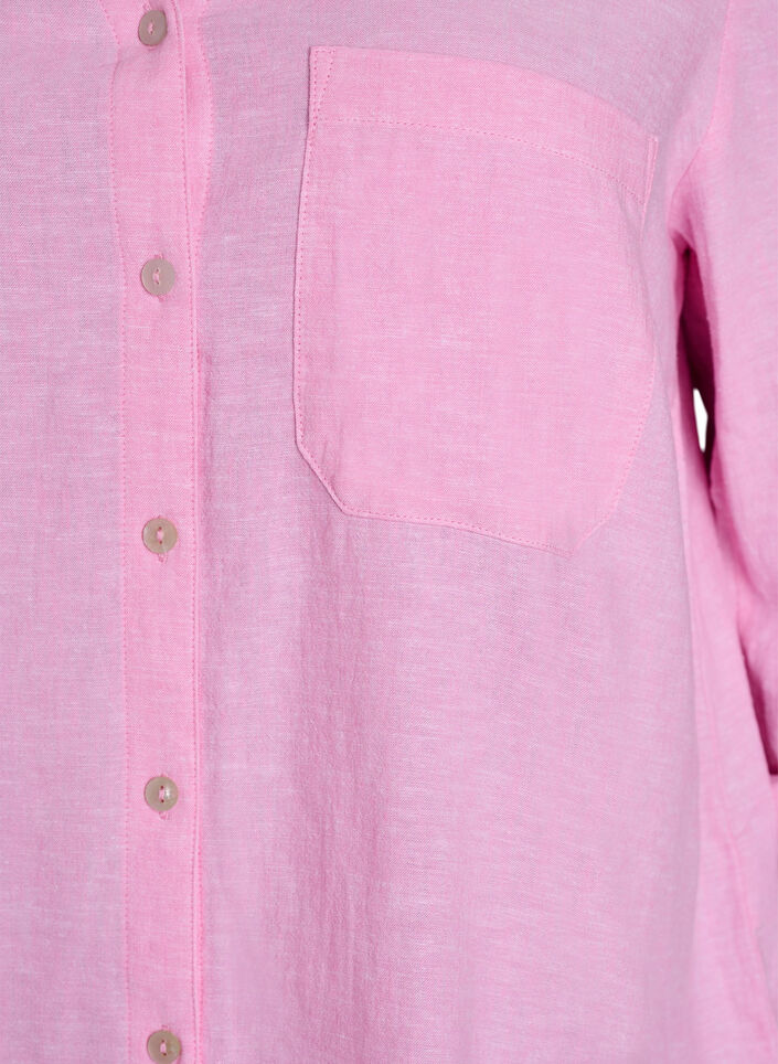 Shirt in linen and viscose with 3/4 sleeves, Pink, Packshot image number 2