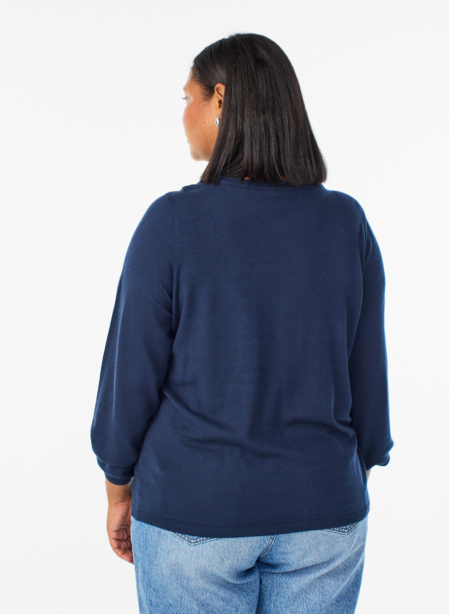 ZizzifashionCardigan with round buttons, Blue, Model image number 2