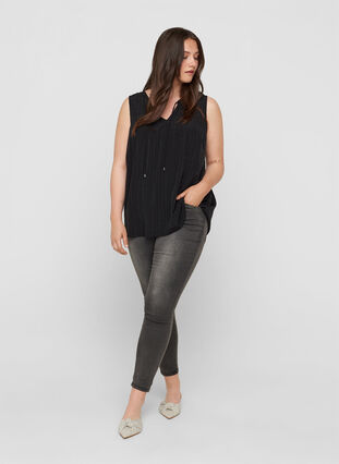 Sleeveless top with tie detail, Black, Model image number 2