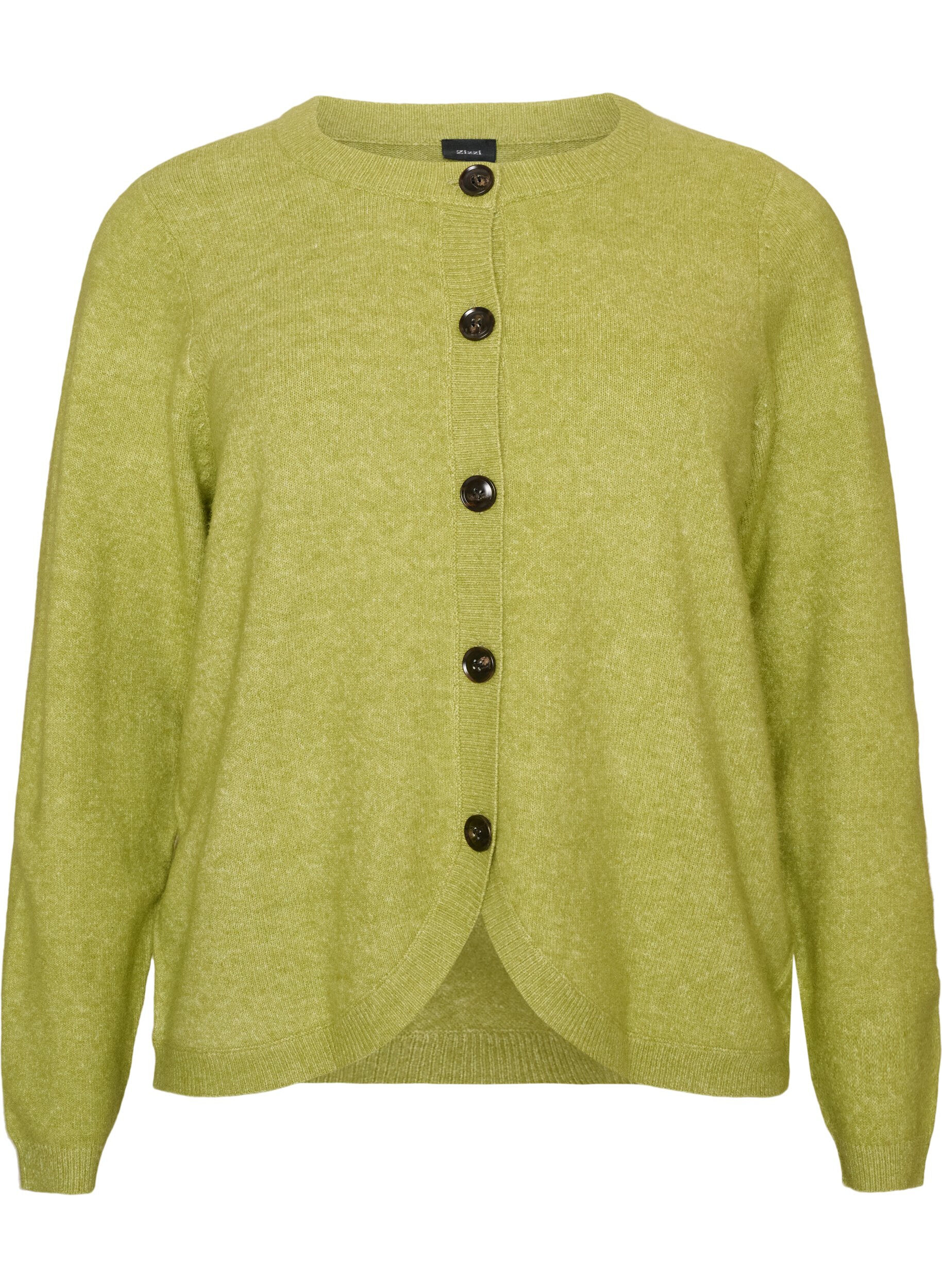 ZizzifashionCardigan with buttons and a rounded front, Green, Packshot image number 0