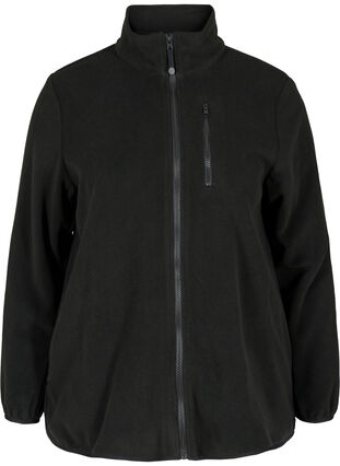 Fleece jacket with zipper and pockets, Black, Packshot image number 0