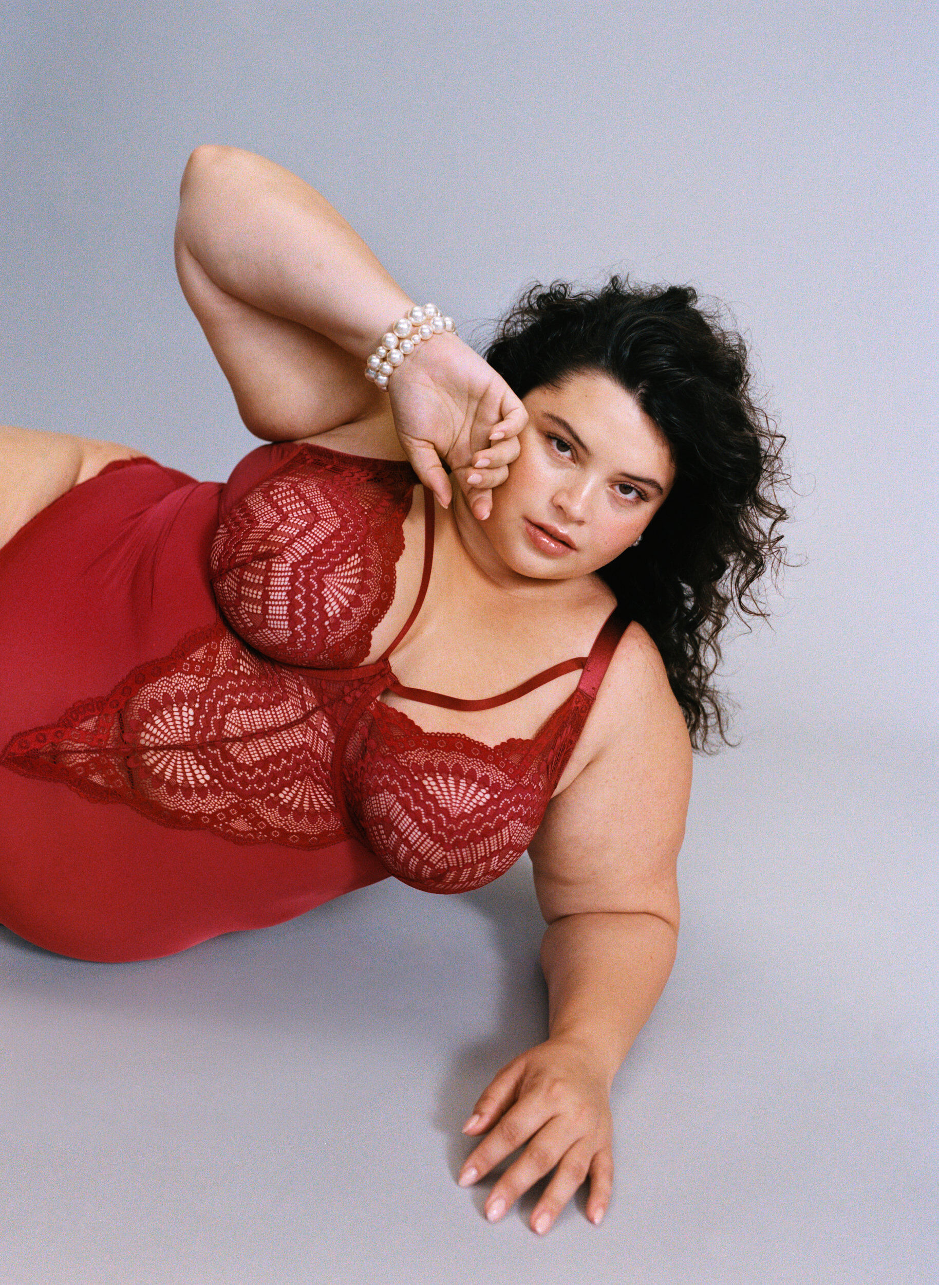 ZizzifashionUnderwired lace body with strap detail, Red, Image image number 0