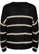 FLASH - Knitted cardigan with stripes and buttons, Black, Packshot image number 1