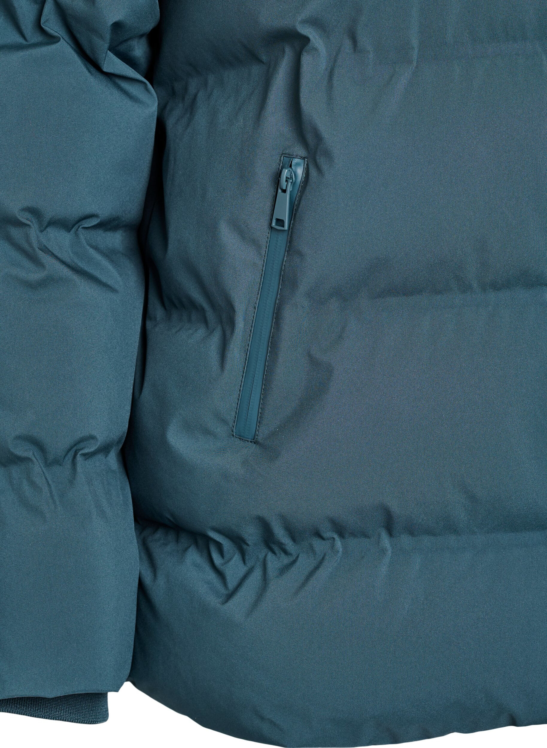 Zizzifashion Short puffer jacket with detachable hood, Green, Packshot image number 3