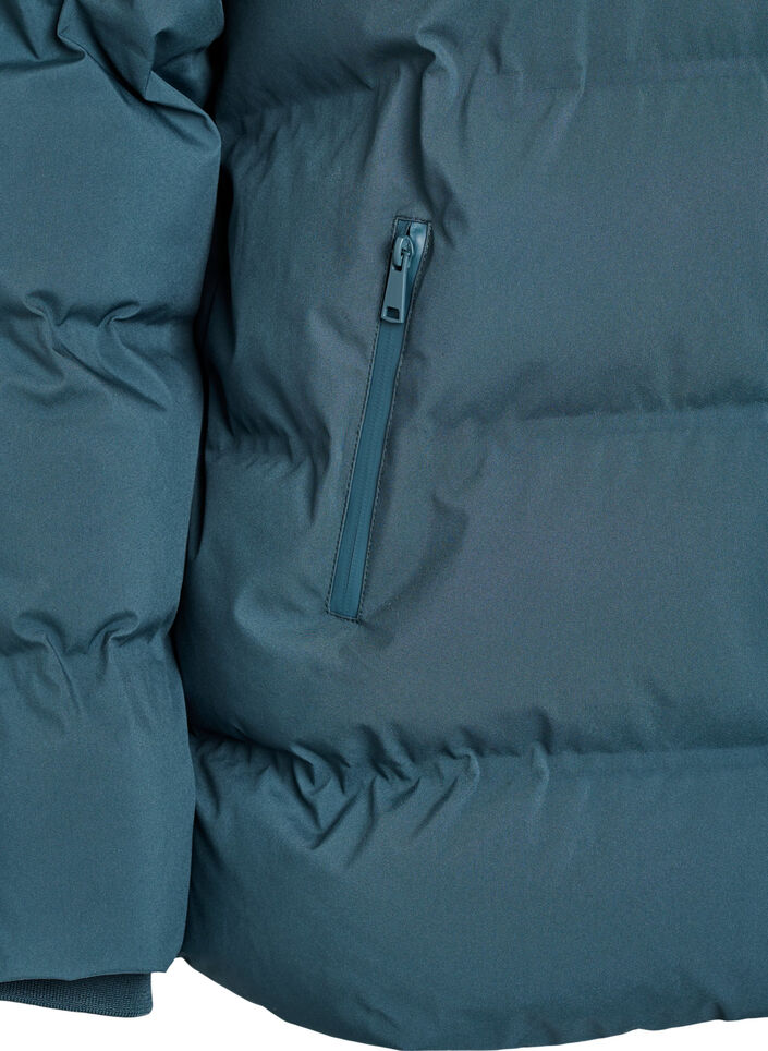 Short puffer jacket with detachable hood, Green, Packshot image number 3