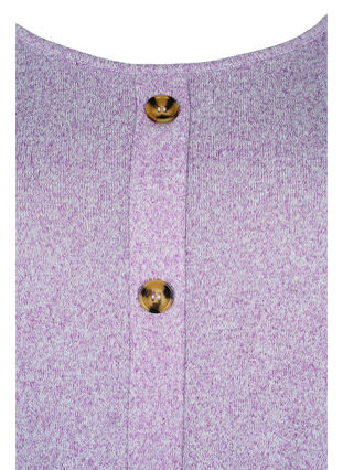 Blouse with buttons and 3/4 sleeves, Royal Lilac Melange, Packshot image number 2
