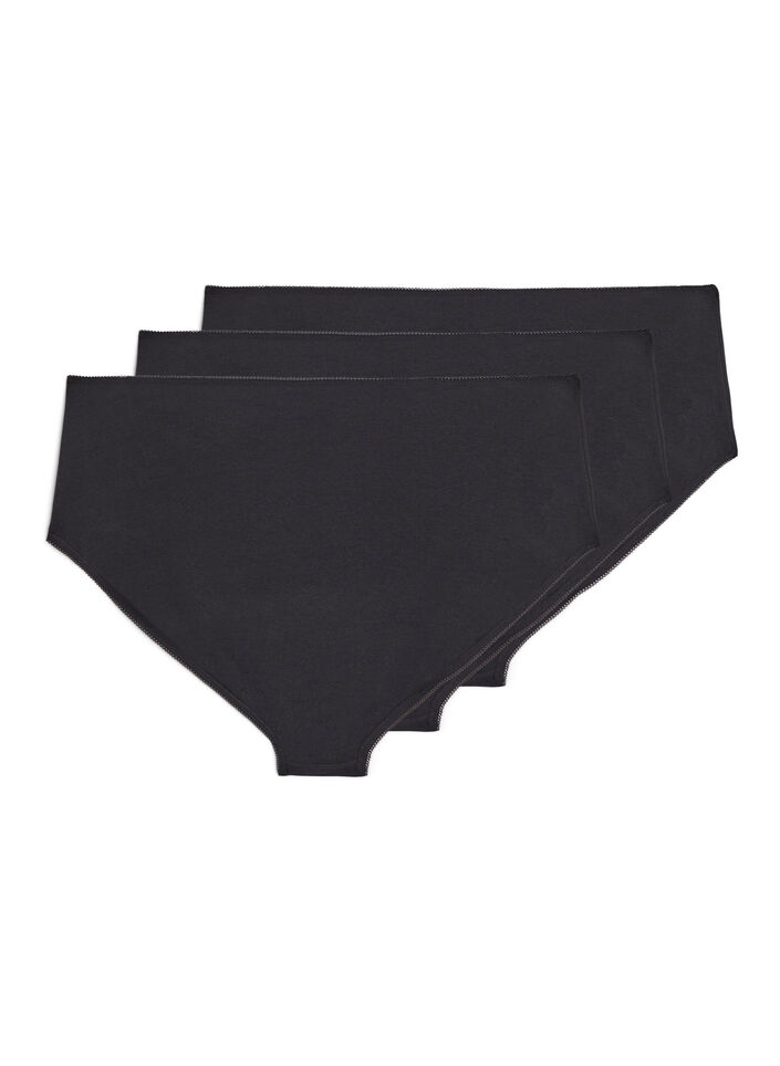 3-pack regular waist cotton briefs, Black, Packshot image number 1