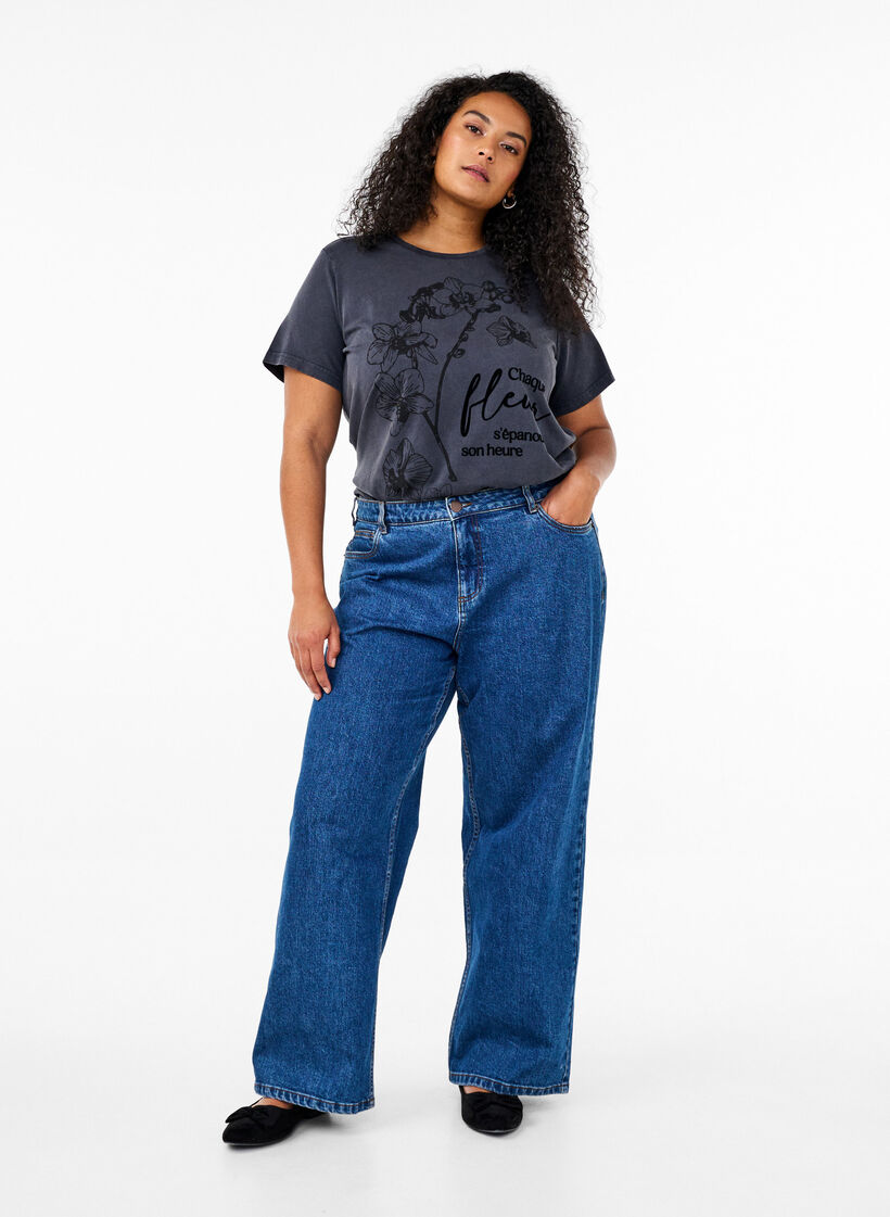 Organic cotton T-shirt with print, Grey, Model image number 1