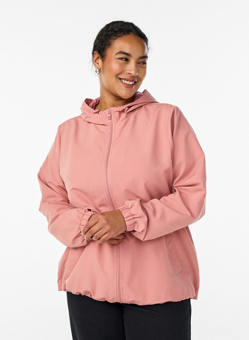 Lightweight jacket with a hood and zipper, Rose, Model image number 0