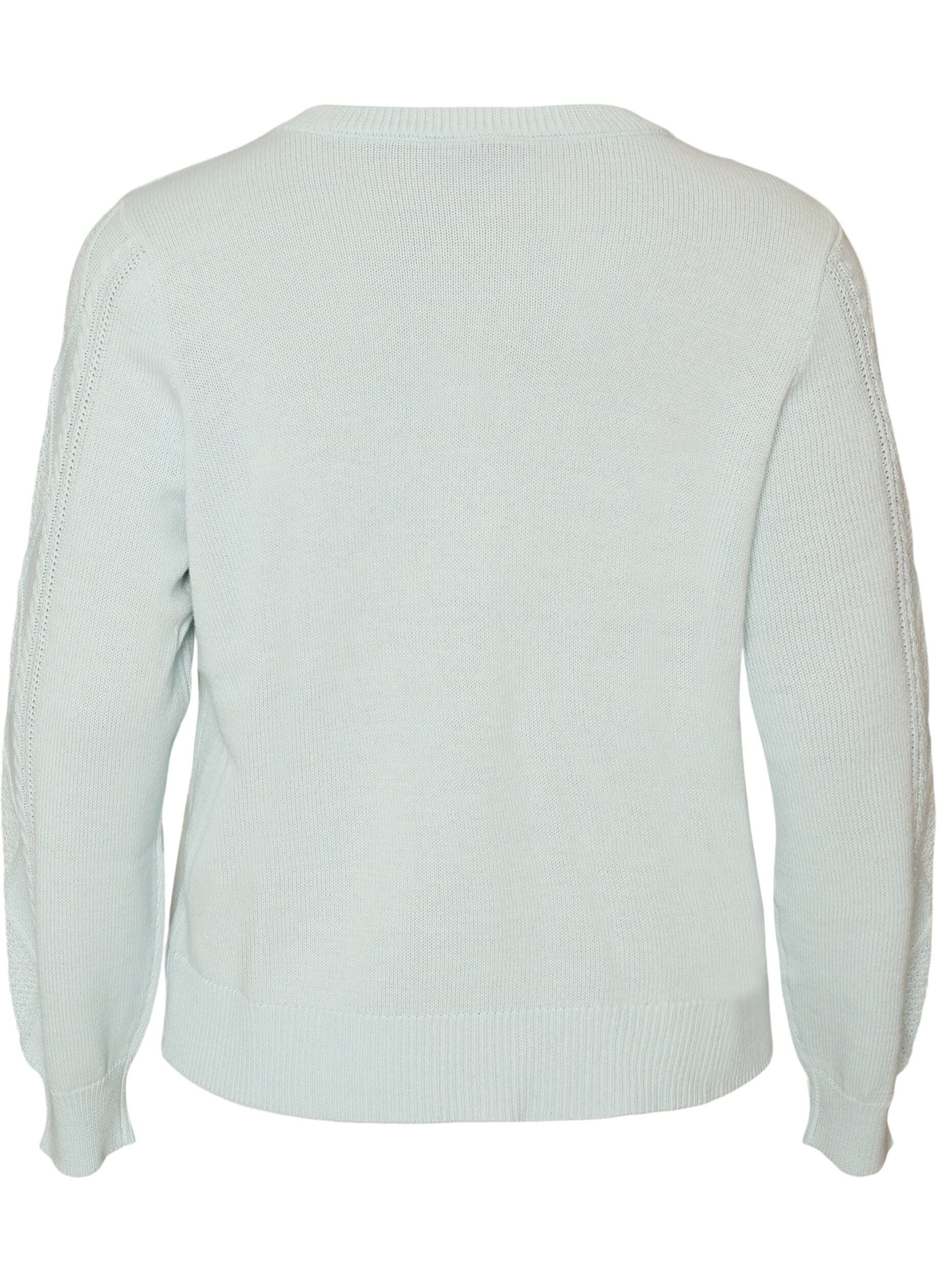 ZizzifashionCable-knit cardigan with decorative buttons, Light Blue, Packshot image number 1