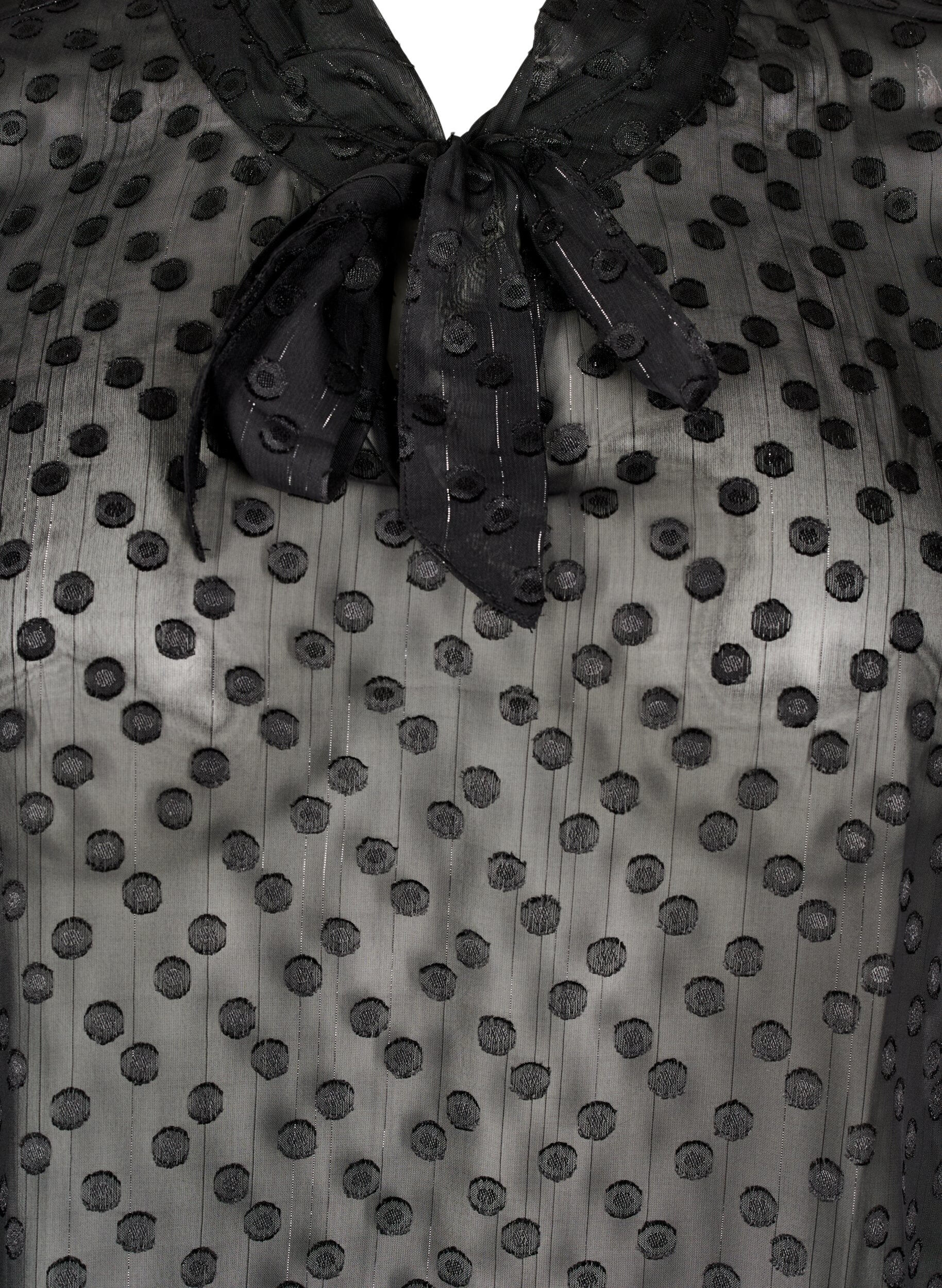 Zizzifashion Chiffon blouse with a dotted texture, Black, Packshot image number 2