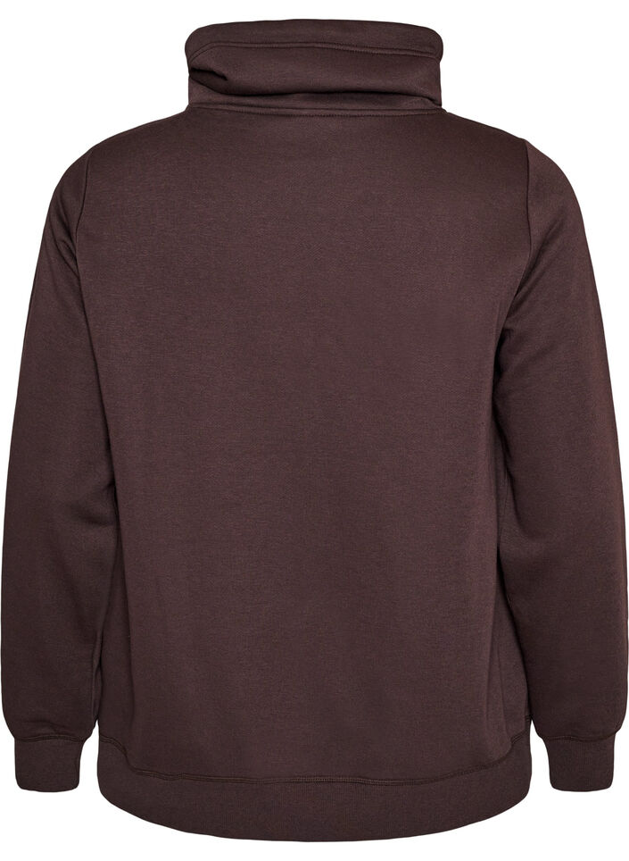 Sweatshirt with high collar and pockets, Brown, Packshot image number 1