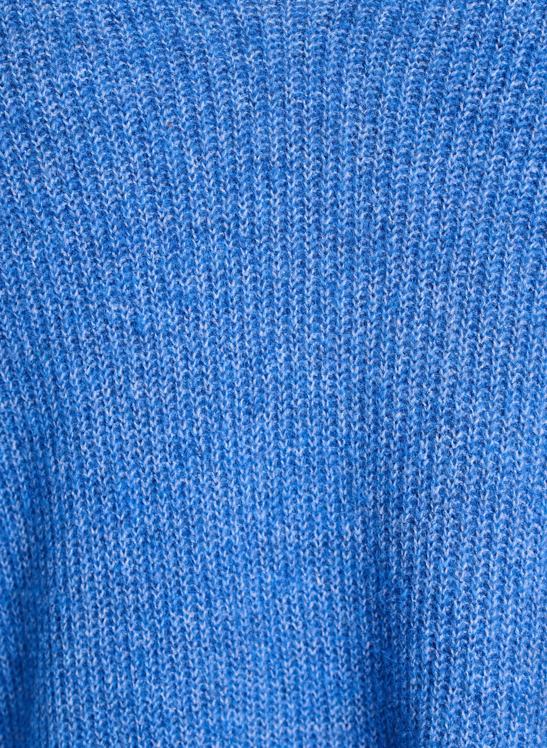ZizzifashionKnitted blouse with V-neck and raglan sleeves, Blue, Packshot image number 2