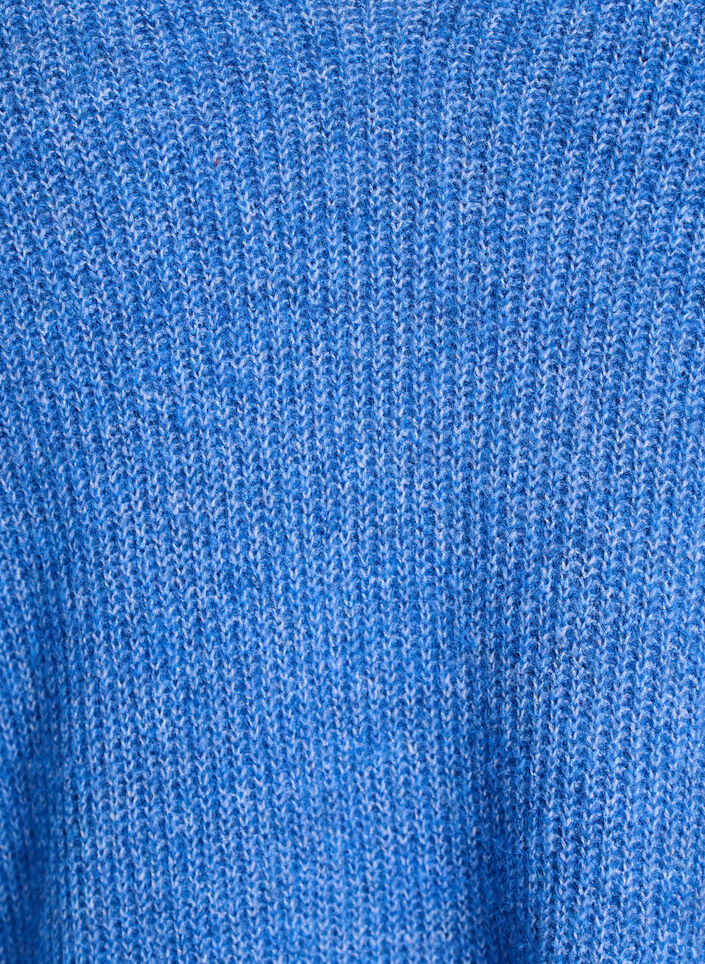Knitted blouse with V-neck and raglan sleeves, Blue, Packshot image number 2