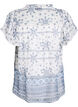 Patterned blouse with ruffle detailing and short sleeves, White, Packshot image number 1