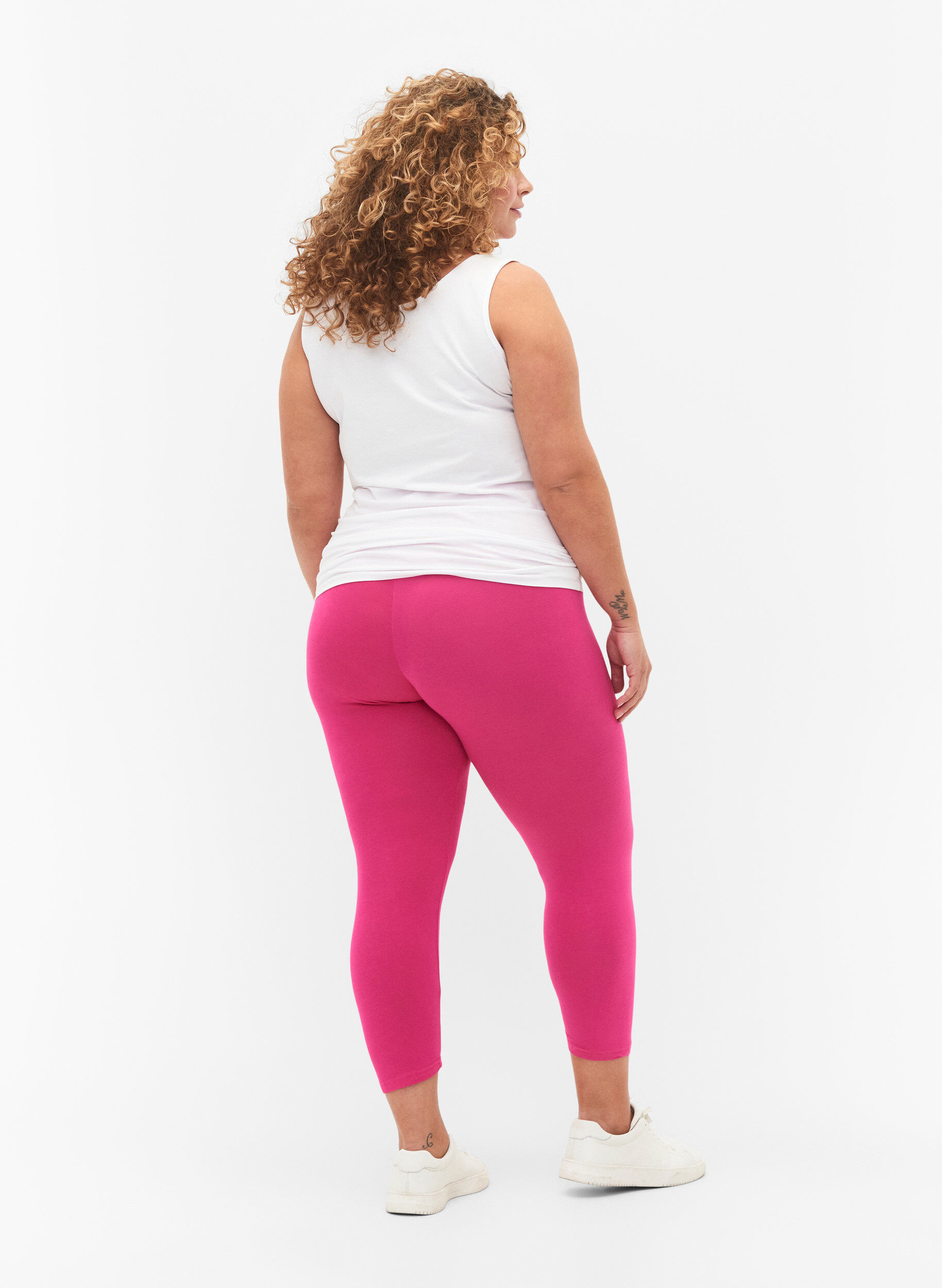Zizzifashion Basic 3/4 leggings in viscose, Pink, Model image number 2