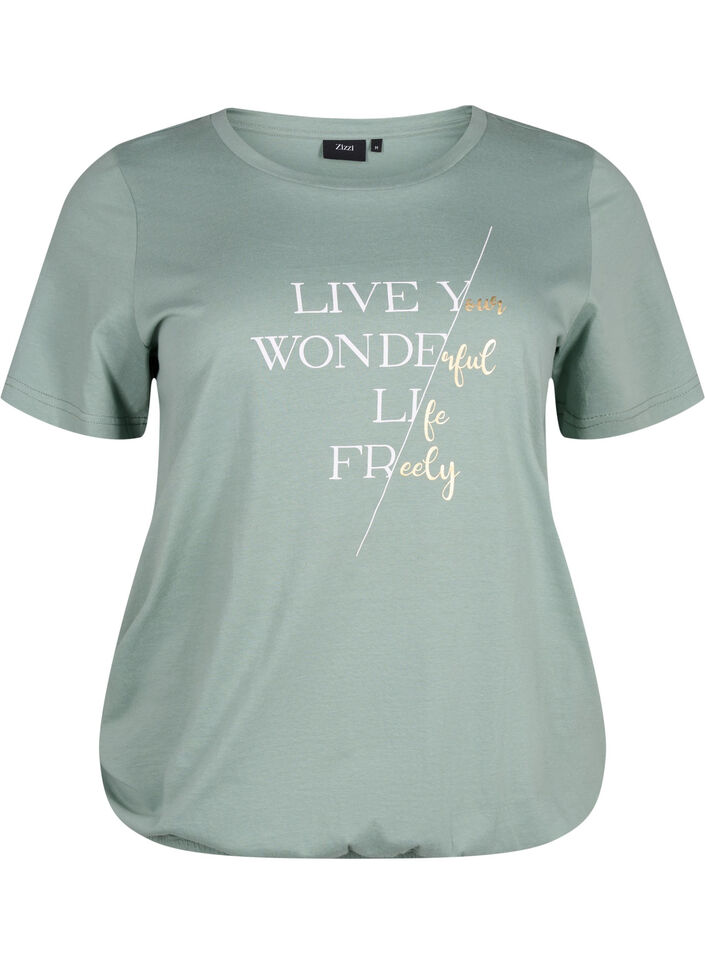 Short-sleeved cotton T-shirt with elasticated hem, Chinois G. W. Live, Packshot image number 0