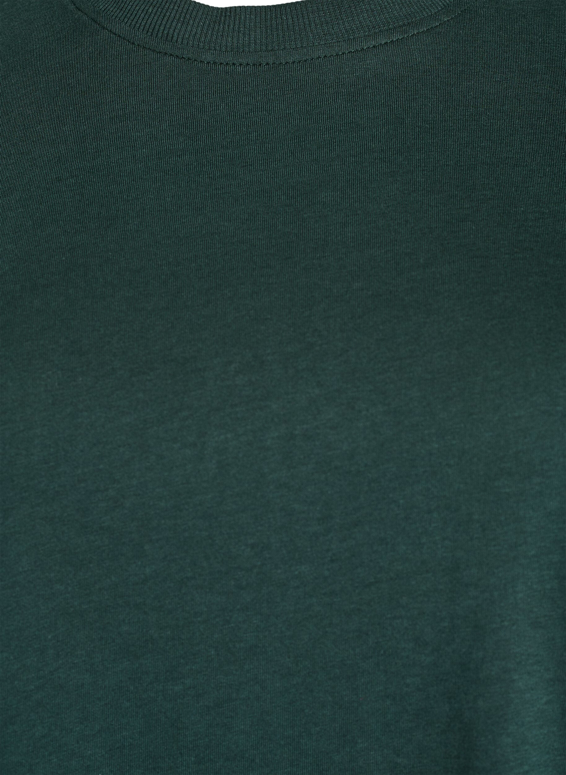 Zizzifashion Basic cotton T-shirt with round neck, Green, Packshot image number 2