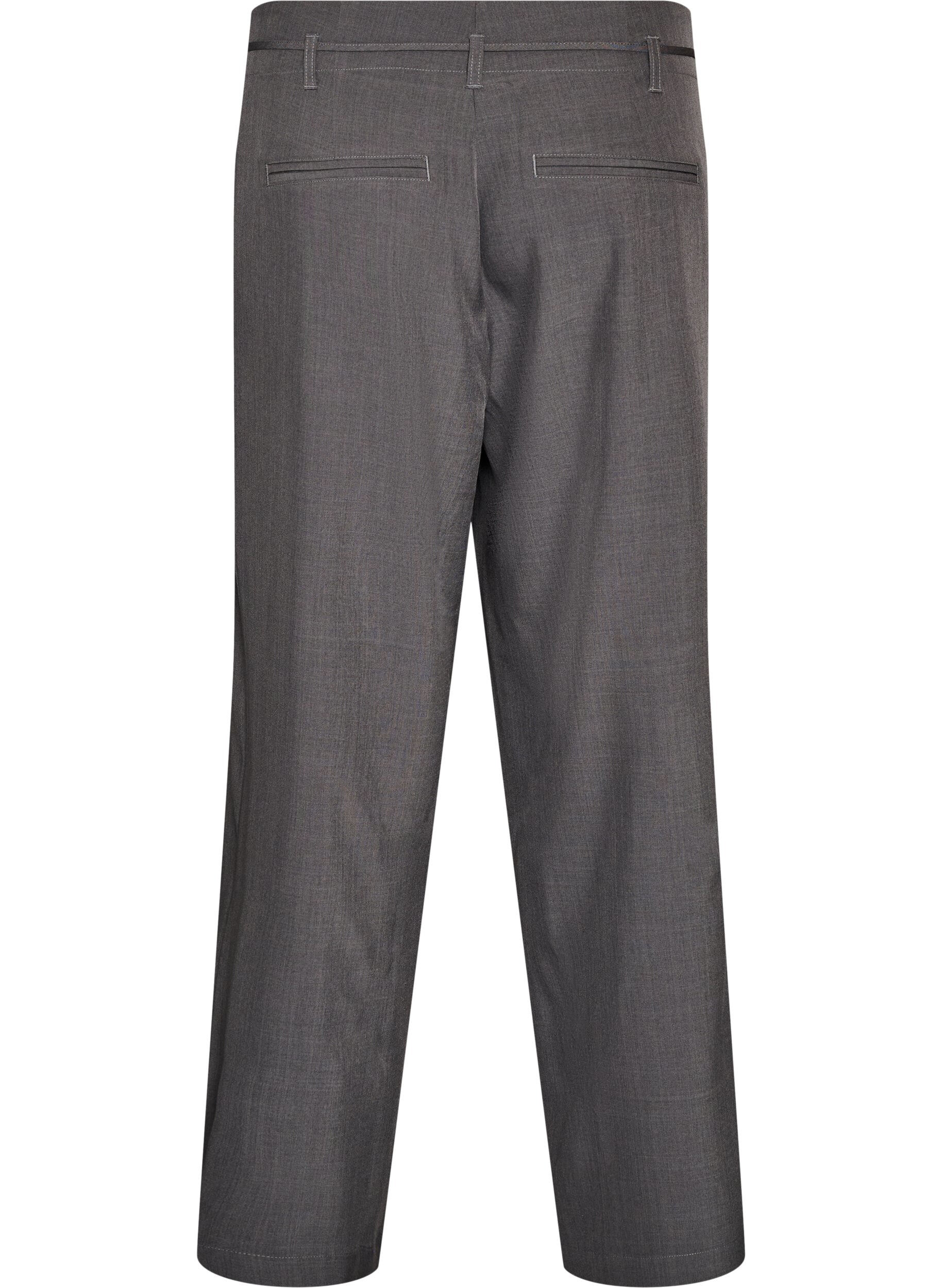 Zizzifashion Tailored trousers with creases and a tie-belt, Dark Grey, Packshot image number 1