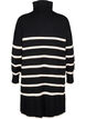 Striped knit dress with high collar and zipper, Black w. Birch, Packshot image number 1