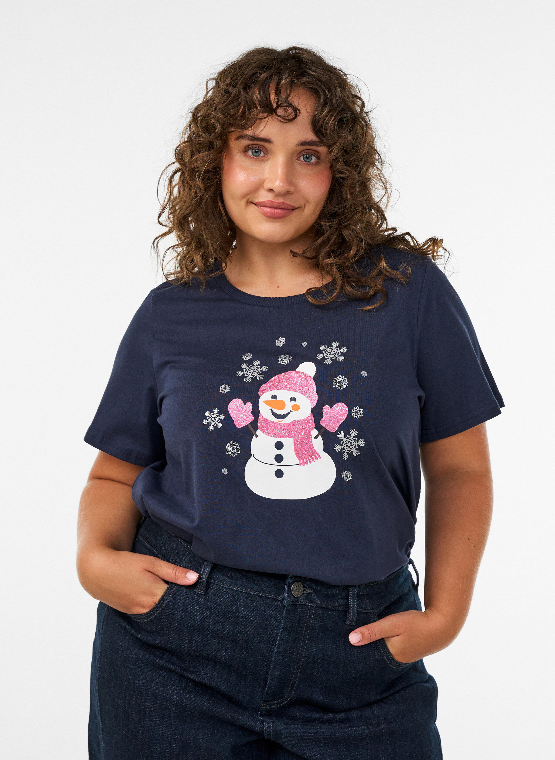 ZizzifashionChristmas t-shirt in organic cotton, Blue, Model image number 0