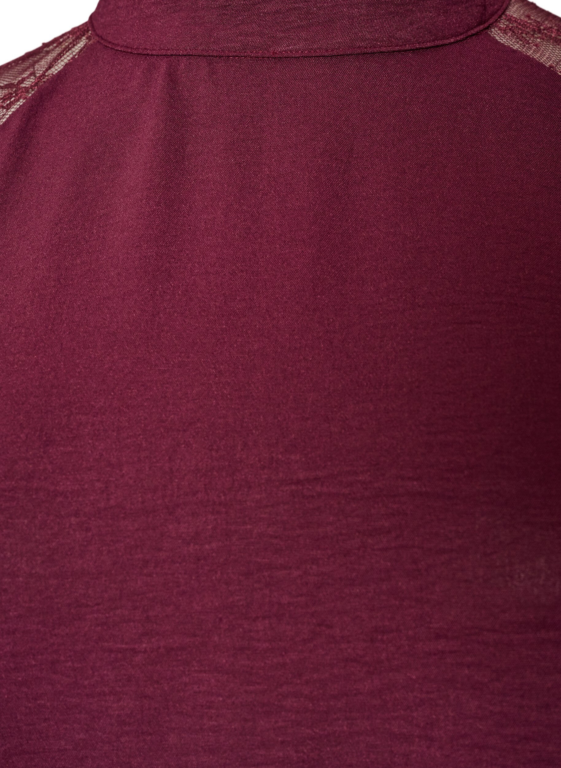 ZizzifashionBlouse with short lace sleeves and high neck, Red, Packshot image number 2