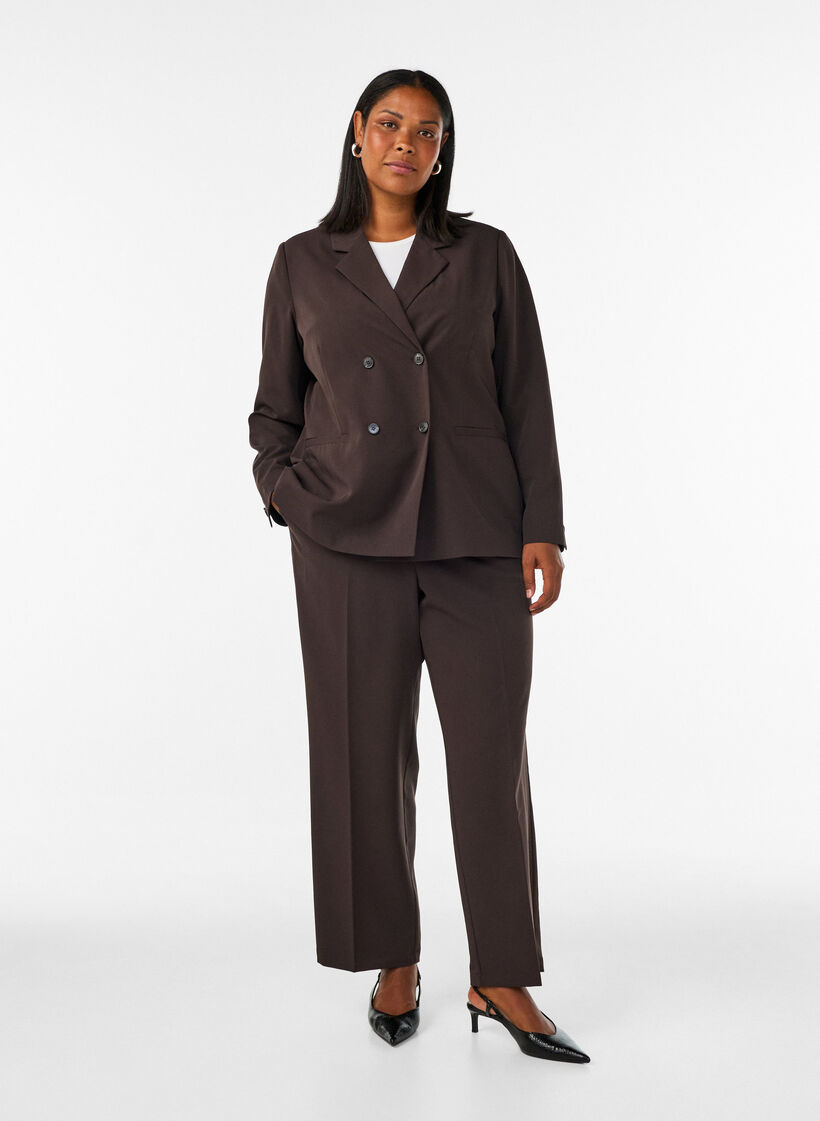 Double-breasted blazer with a loose fit, Brown, Model image number 1