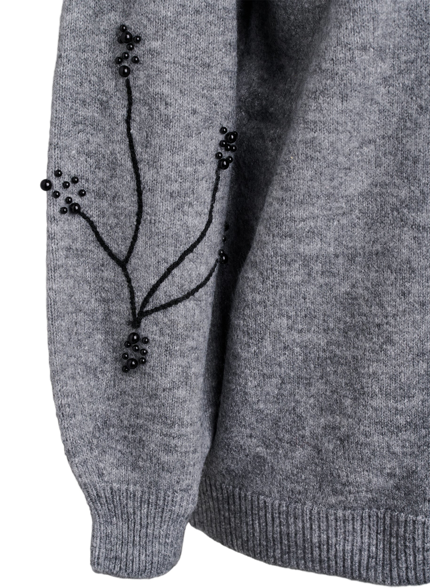 ZizzifashionJumper with pearl embroidery, Grey, Packshot image number 3