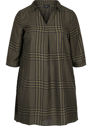 Checked tunic with 3/4 sleeves, Ivy Green Check, Packshot image number 0
