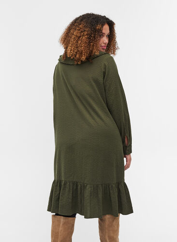 Cotton dress with ruffled collar, Forest Night, Model image number 1