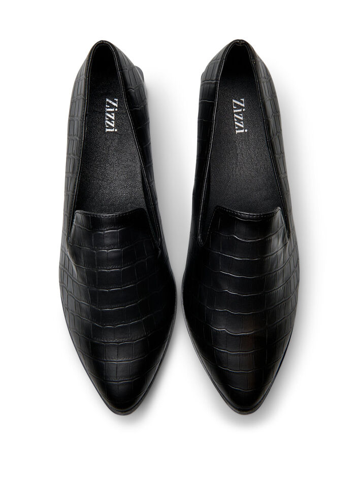 Wide fit - Loafers with a croc effect, Black, Packshot image number 2