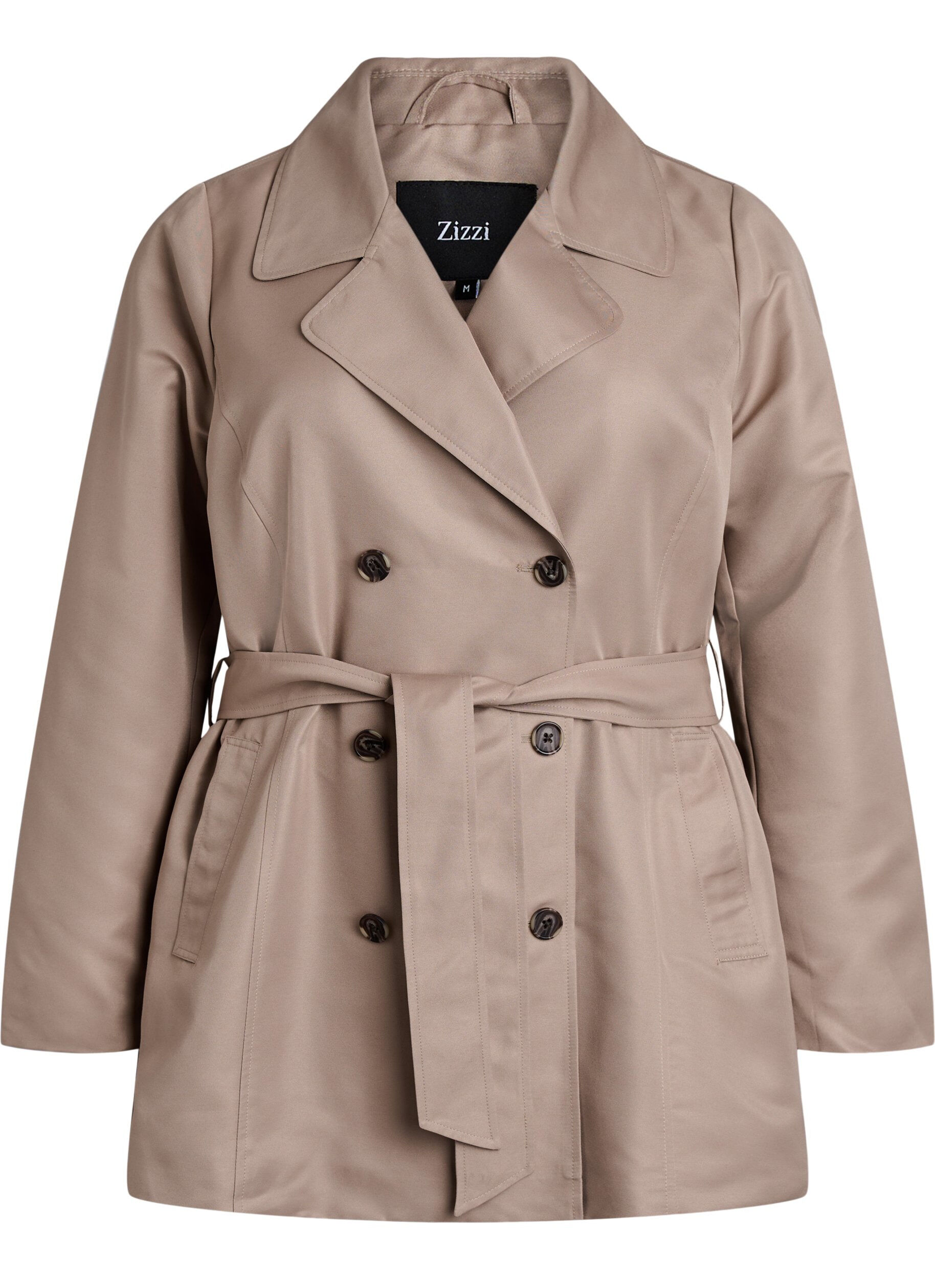Short trench coat with belt
