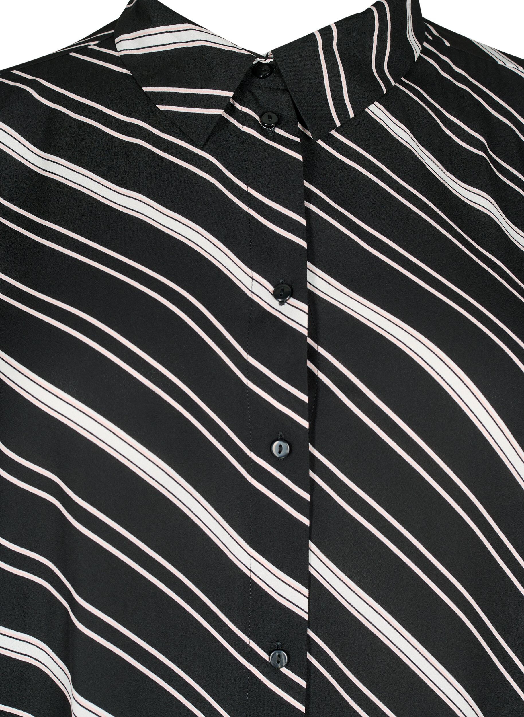 Zizzifashion Patterned shirt with long sleeves, Black Stripe, Packshot image number 2