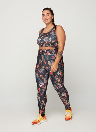 Sports top with a floral print and mesh, Autumn Flower Print, Model image number 2