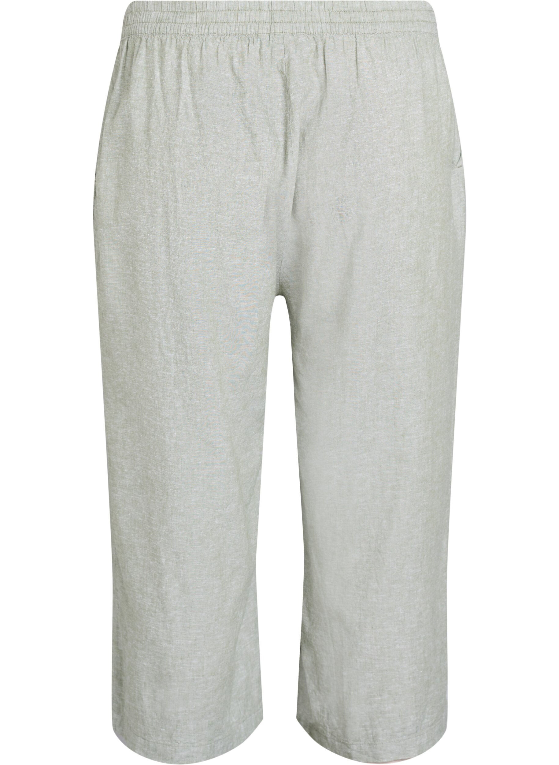 Zizzifashion Cropped trousers in linen and viscose, Green, Packshot image number 1
