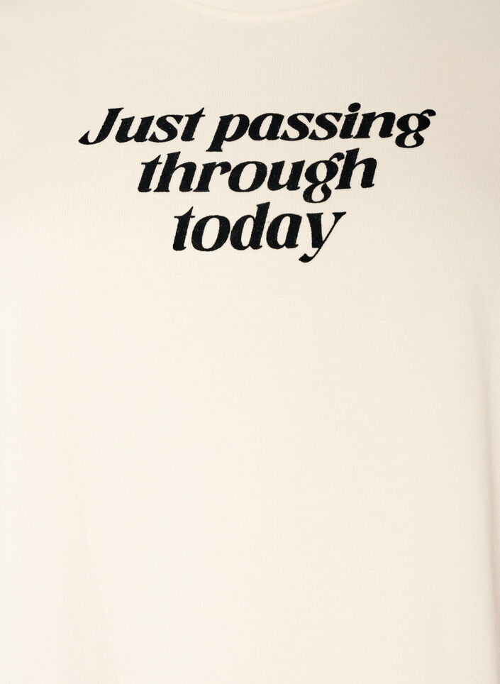 Cotton T-shirt with text print, White, Packshot image number 2