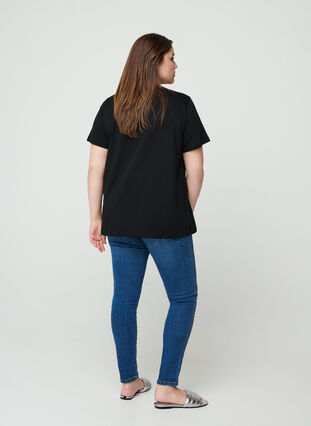 Short-sleeved cotton T-shirt, Black, Model image number 1