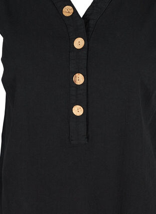 Sleeveless cotton tunic with buttons, Black, Packshot image number 2