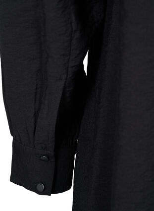 Long, solid-coloured, viscose blend shirt, Black, Packshot image number 3